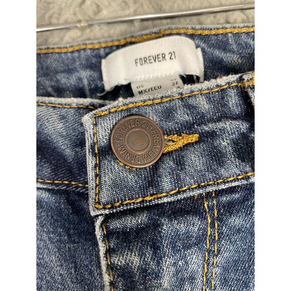 Forever 21 Women's Distressed Flare Jeans Size 27 Blue Y2K Casual Grunge NEW - Picture 7 of 12